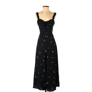 Black Sleeveless Floral Jumpsuit